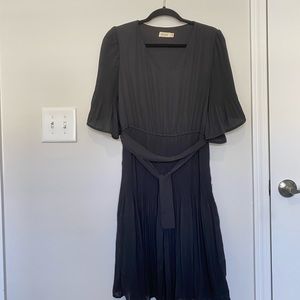 Roolee Black Pleated Midi Dress